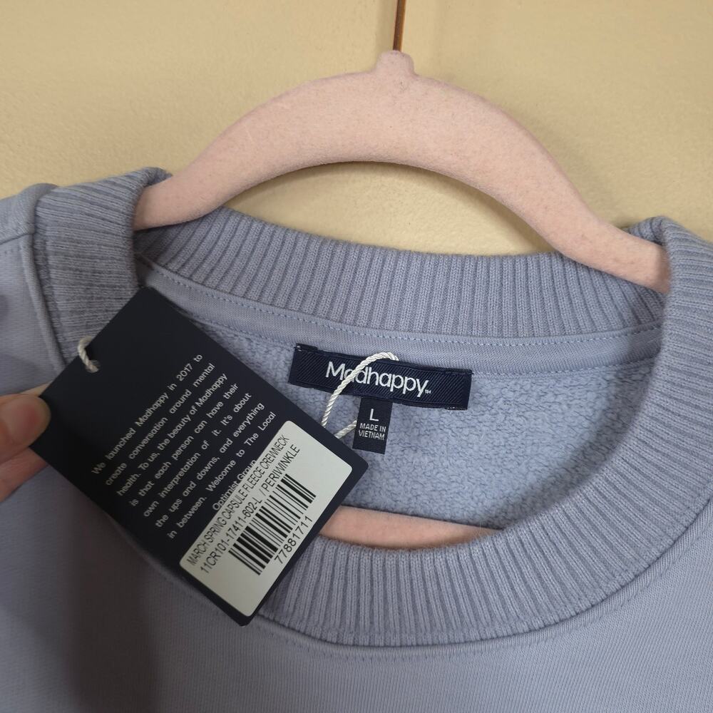 Madhappy Local Optmist Capsule Pullover Fleece Crewneck in Periwinkle Size L - Picture 7 of 8